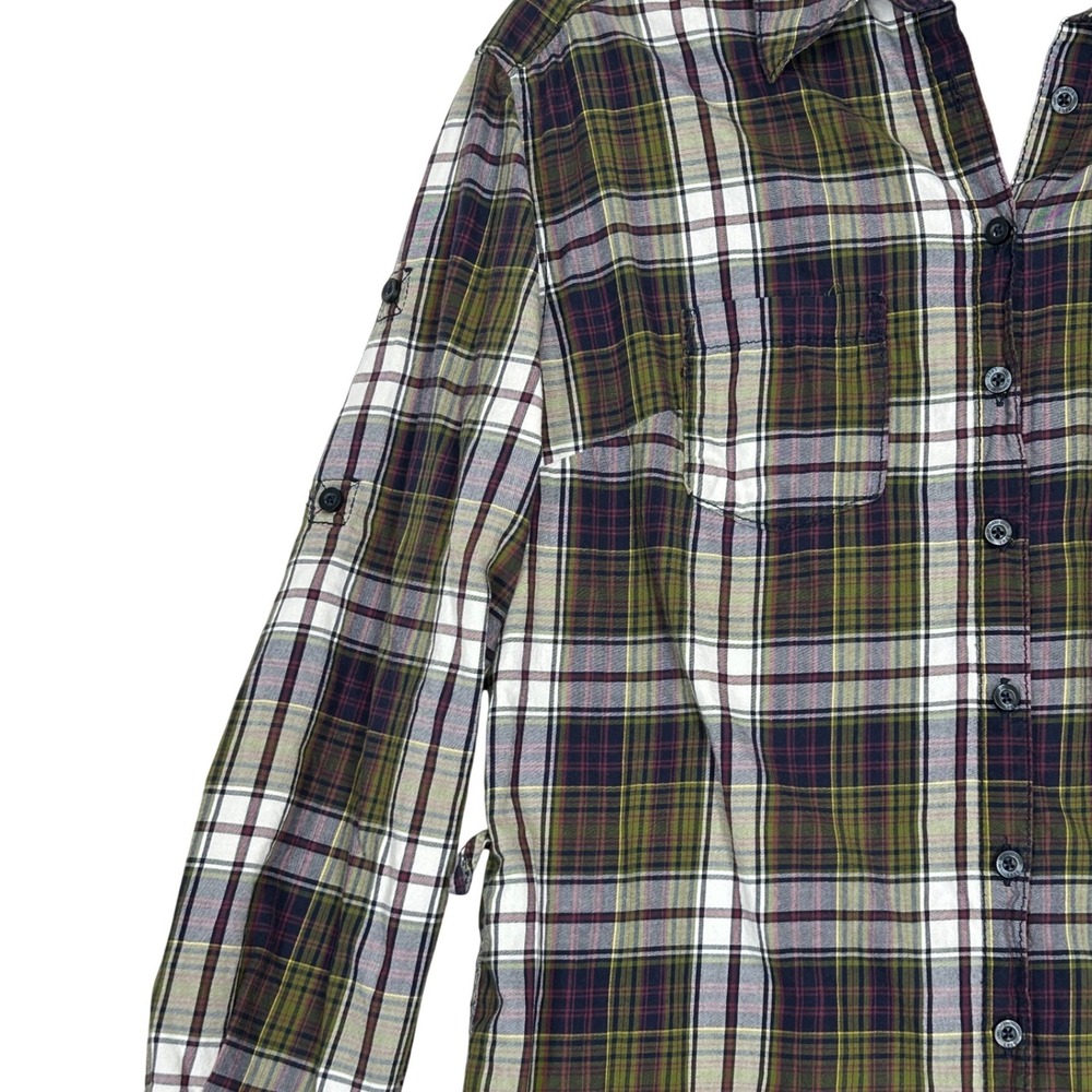 L.O.G.G. by H&M Plaid Long-Sleeved Button Up Shirt Dress Women's Lg Missing Belt - Picture 2 of 10